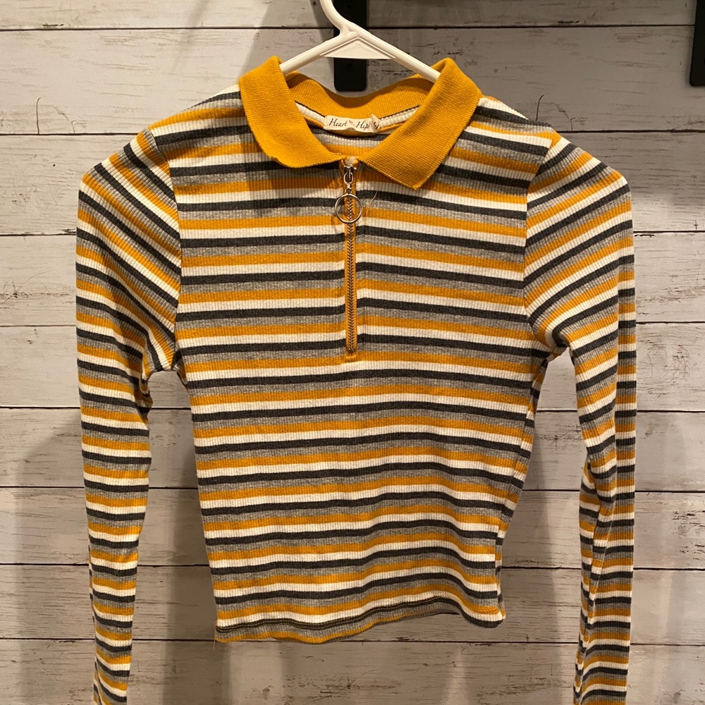 Collared Striped Crop Top